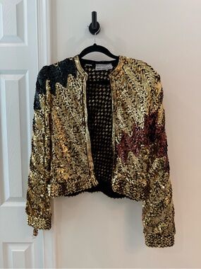 Vintage Sequin Embellished Gold & Black Jacket